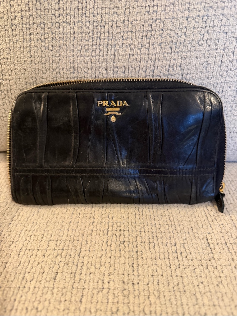 Prada Nappa Gaufre Leather Zip-Around Wallet